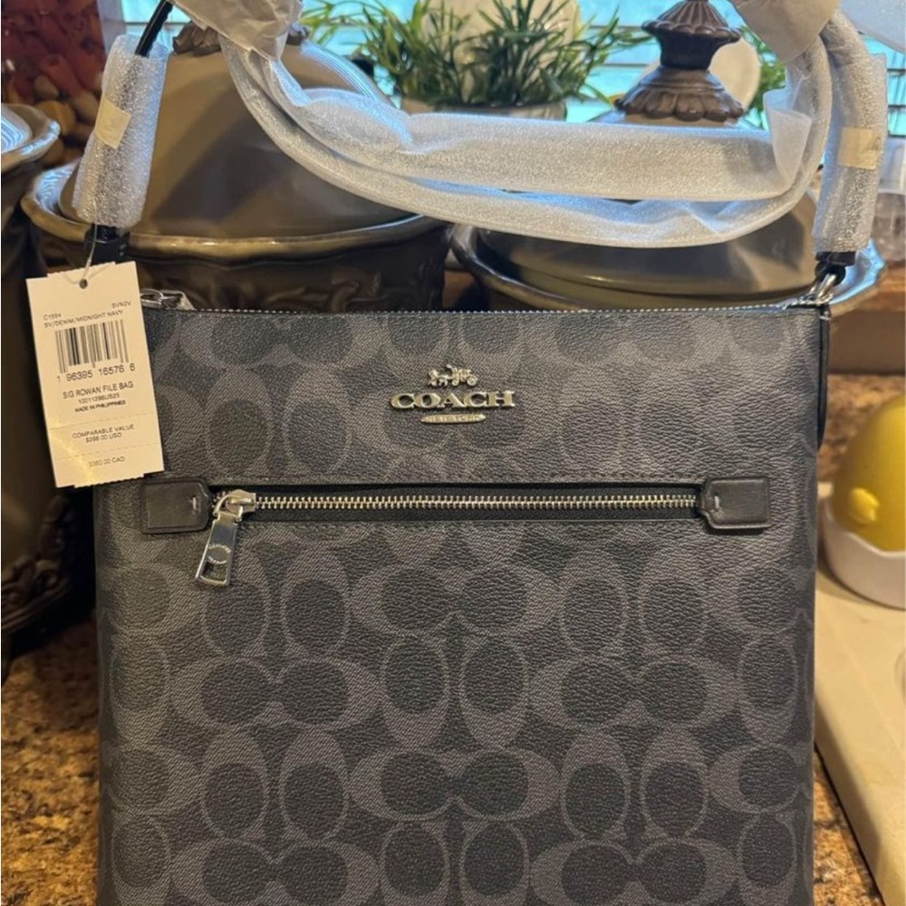 NEW Blue/grayish COACH CROSSBODY W/Silver accent